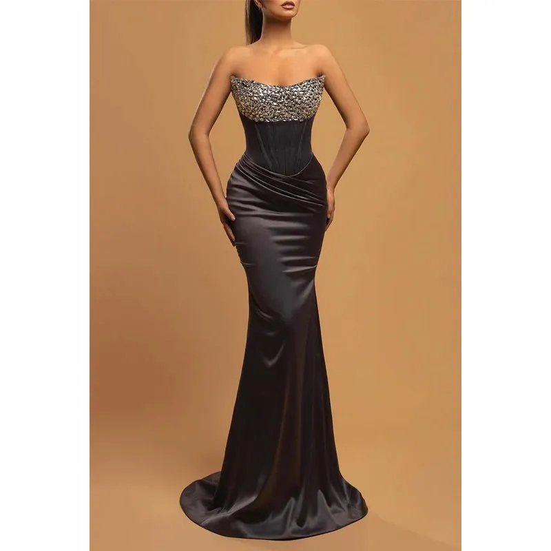 Chic & Morden Trumpet Sleeveless Off-Shoulder Ruched Party Prom Dress