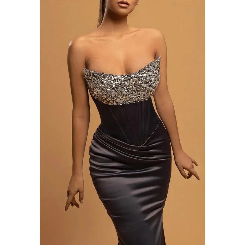 Chic & Morden Trumpet Sleeveless Off-Shoulder Ruched Party Prom Dress