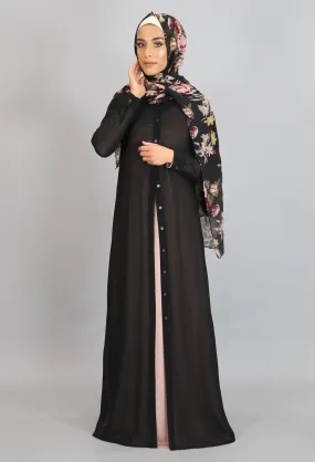 Chiffon Button Down Cardigan Dress- Black