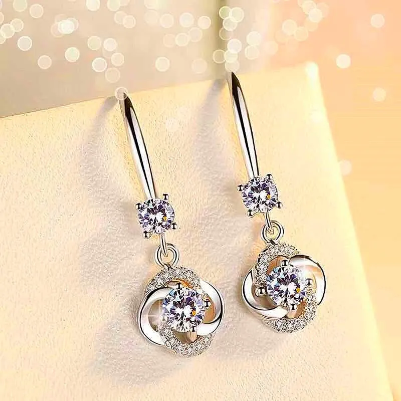 Clover Drop Earrings Crystal Zircon Stone Earrings Simple Dangle Earrings Jewelry For Women