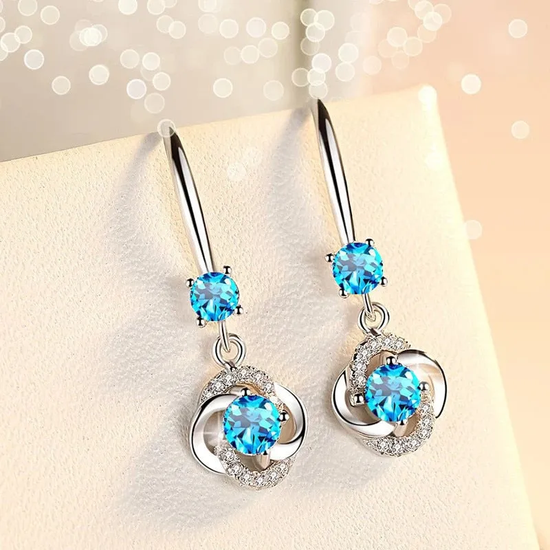 Clover Drop Earrings Crystal Zircon Stone Earrings Simple Dangle Earrings Jewelry For Women