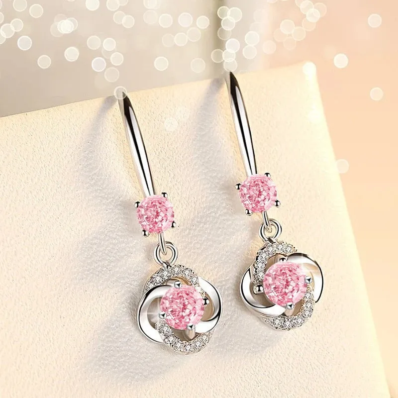 Clover Drop Earrings Crystal Zircon Stone Earrings Simple Dangle Earrings Jewelry For Women