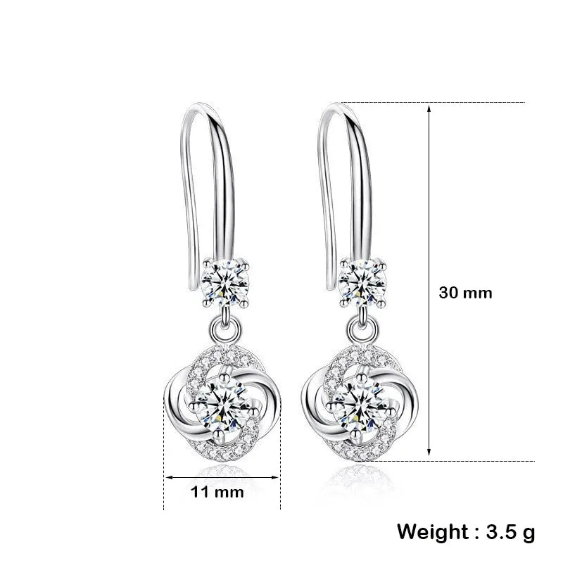 Clover Drop Earrings Crystal Zircon Stone Earrings Simple Dangle Earrings Jewelry For Women