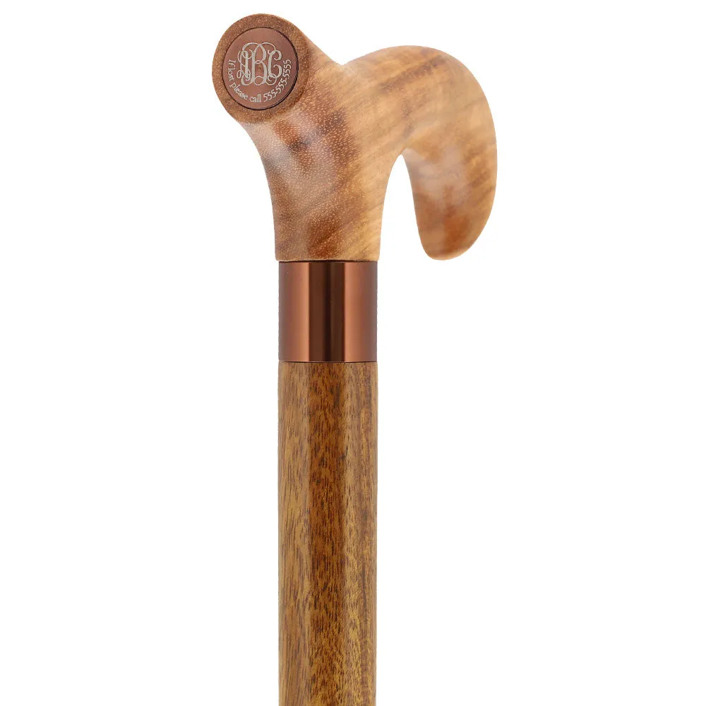 Color Option Wooden Derby Handle Walking Cane with Personalized Engraving Option