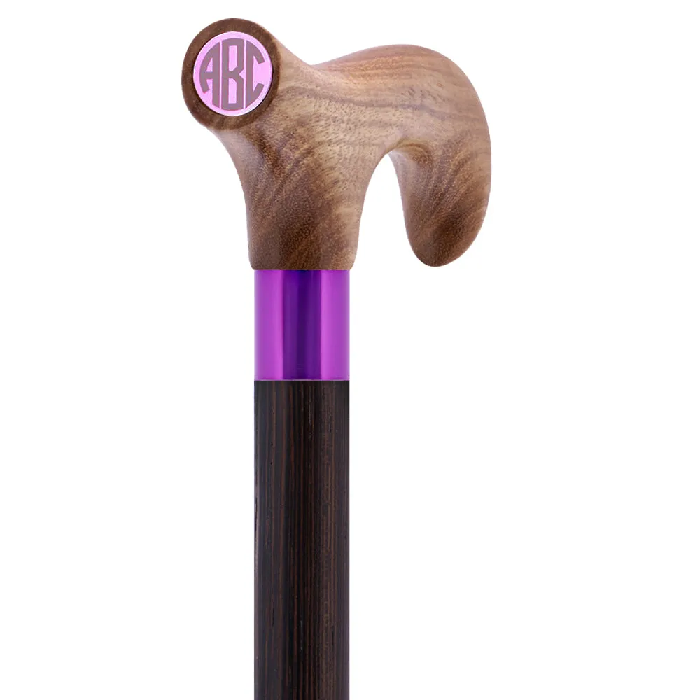 Color Option Wooden Derby Handle Walking Cane with Personalized Engraving Option