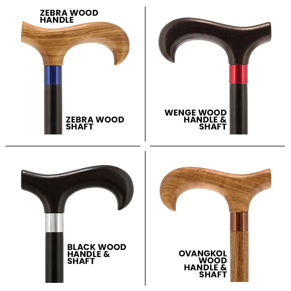 Color Option Wooden Derby Handle Walking Cane with Personalized Engraving Option