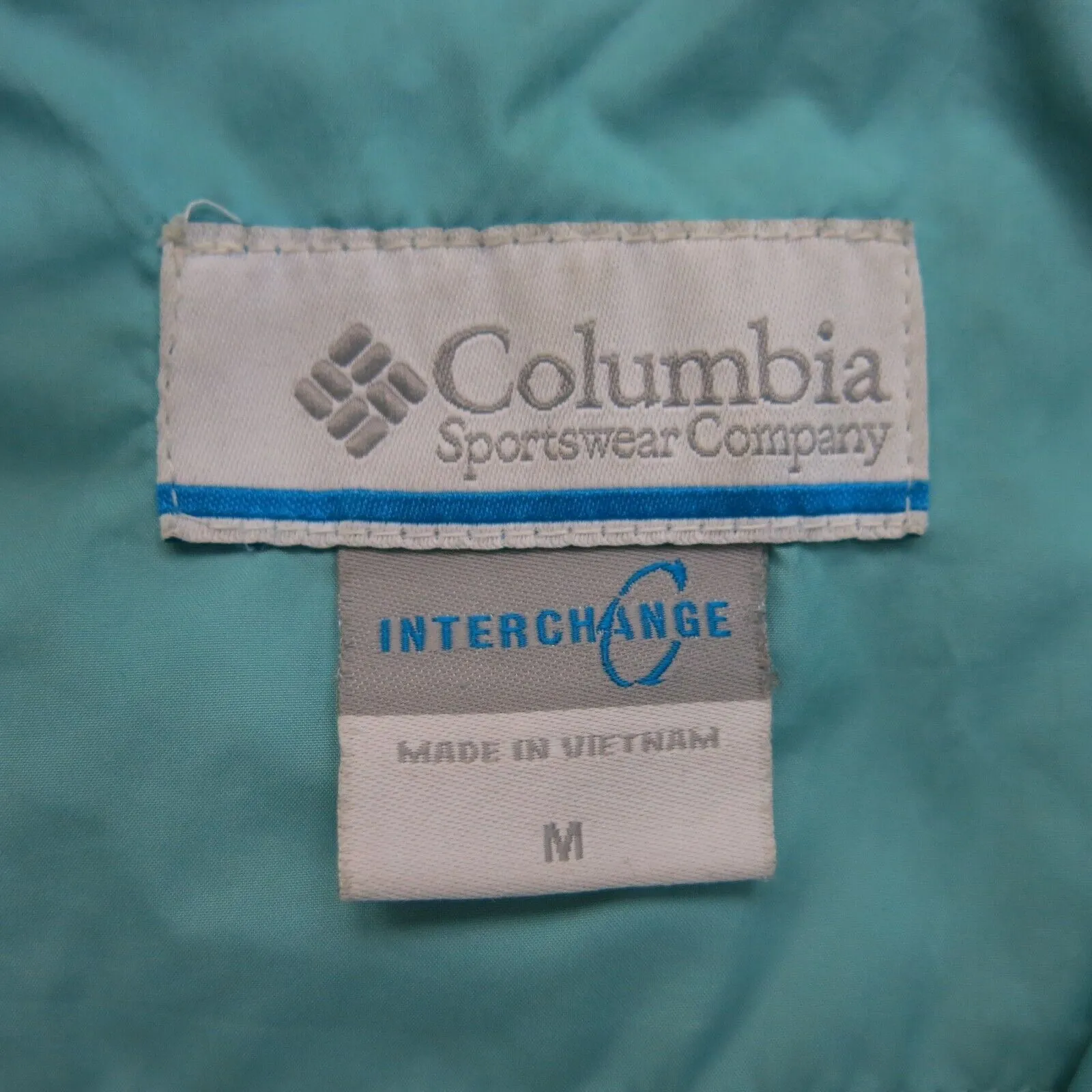 Columbia Sportswear Womens Puffer Jacket Full Zip Up Mock Neck Aqua Blue Medium