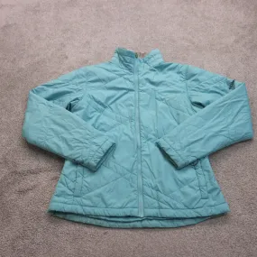 Columbia Sportswear Womens Puffer Jacket Full Zip Up Mock Neck Aqua Blue Medium