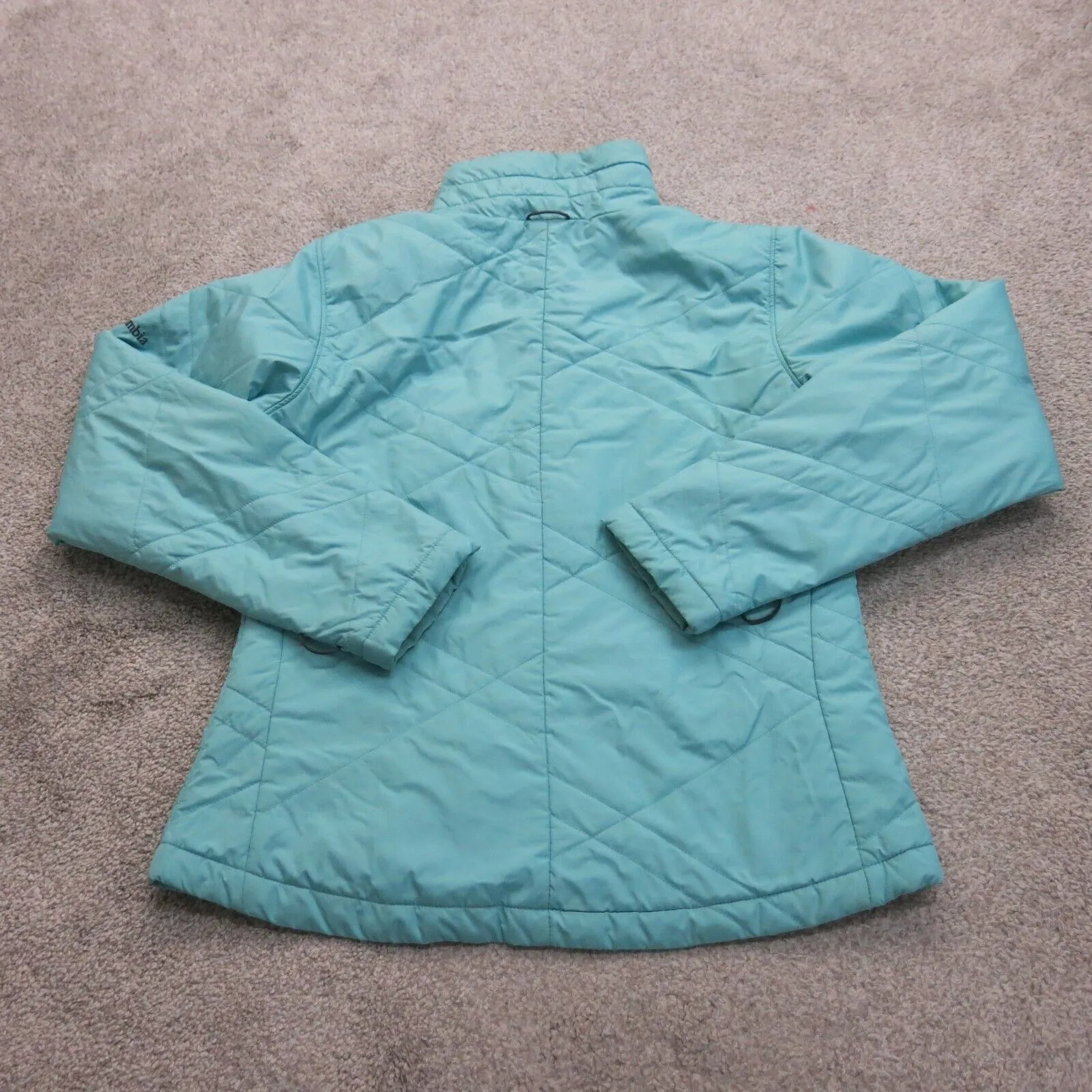 Columbia Sportswear Womens Puffer Jacket Full Zip Up Mock Neck Aqua Blue Medium