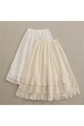 Cottagecore Layered Lace Midi Skirt