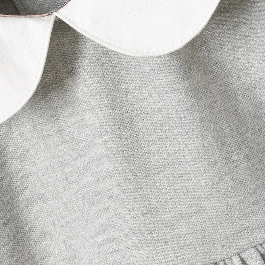 Cotton Girls' Dress in Gray