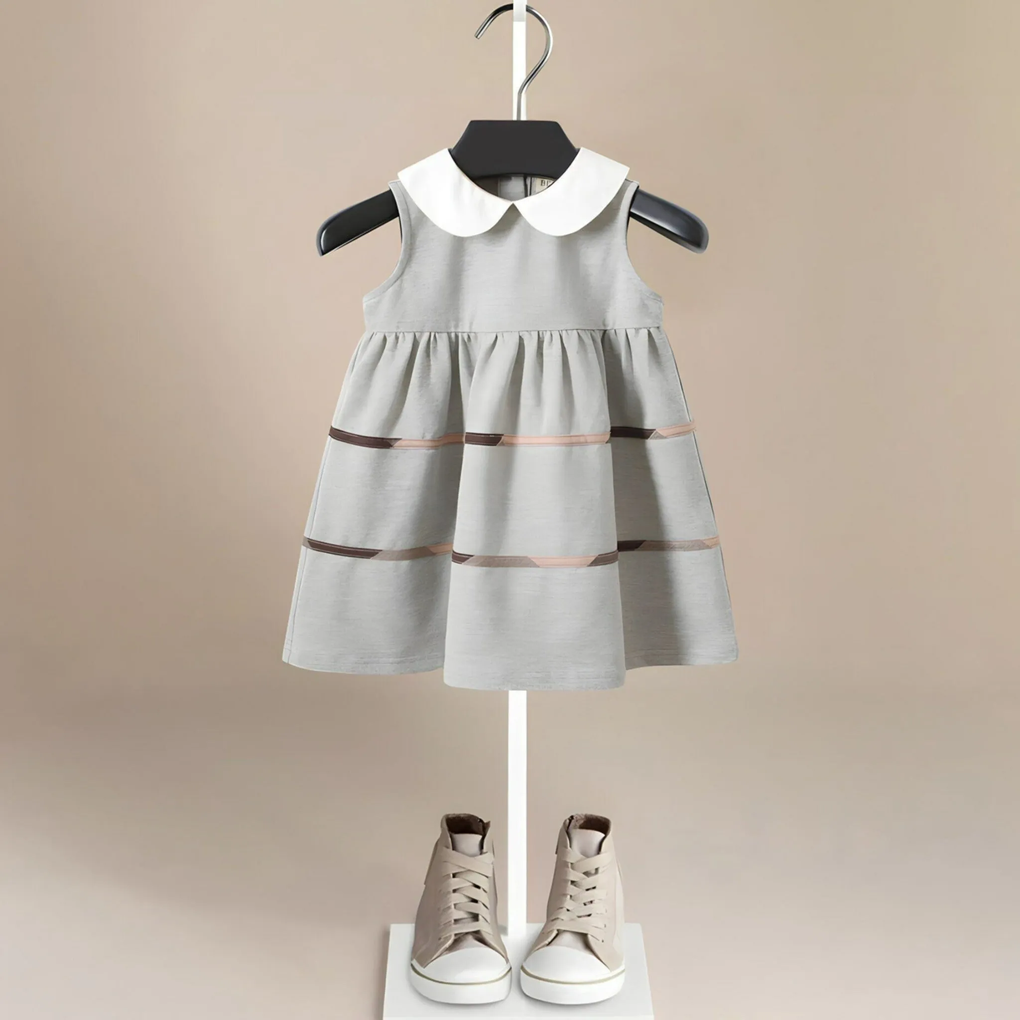 Cotton Girls' Dress in Gray