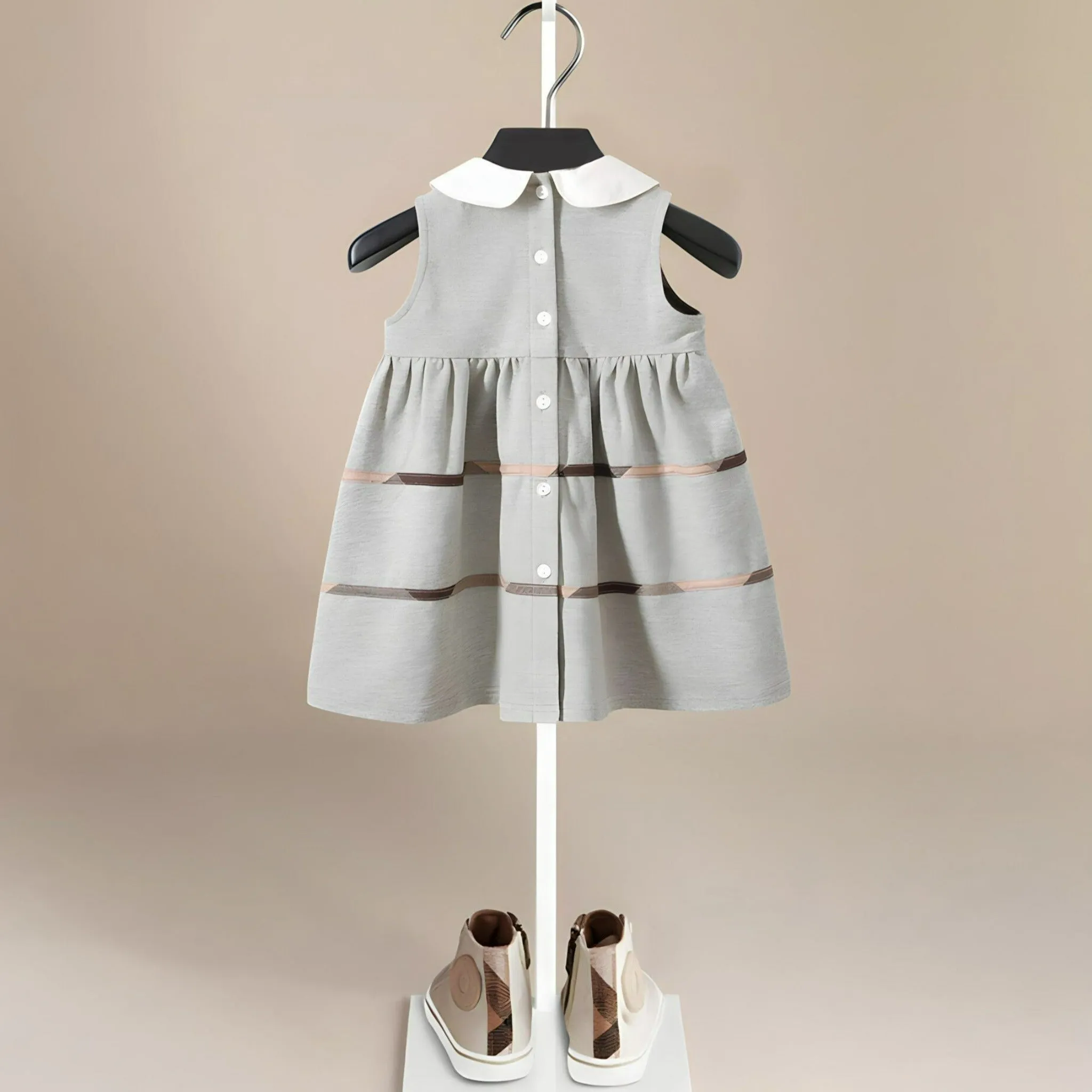 Cotton Girls' Dress in Gray