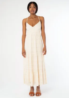Cross Back Surplice Tiered Lace Maxi Dress