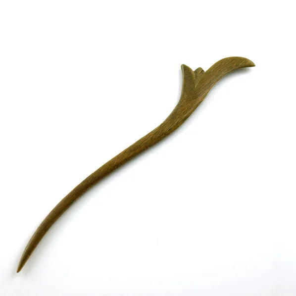CrystalMood Handmade Carved Wood Hair Stick Sprouts