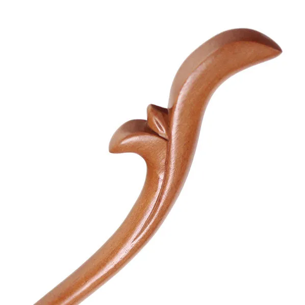 CrystalMood Handmade Carved Wood Hair Stick Sprouts