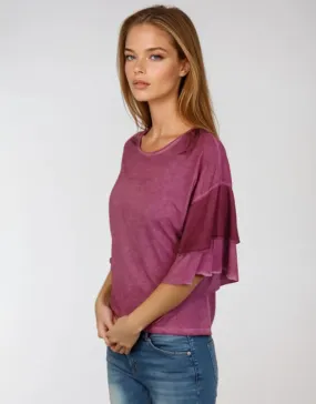 Double Layer Sleeve Oil Dye Top -- Potent Purple D190764