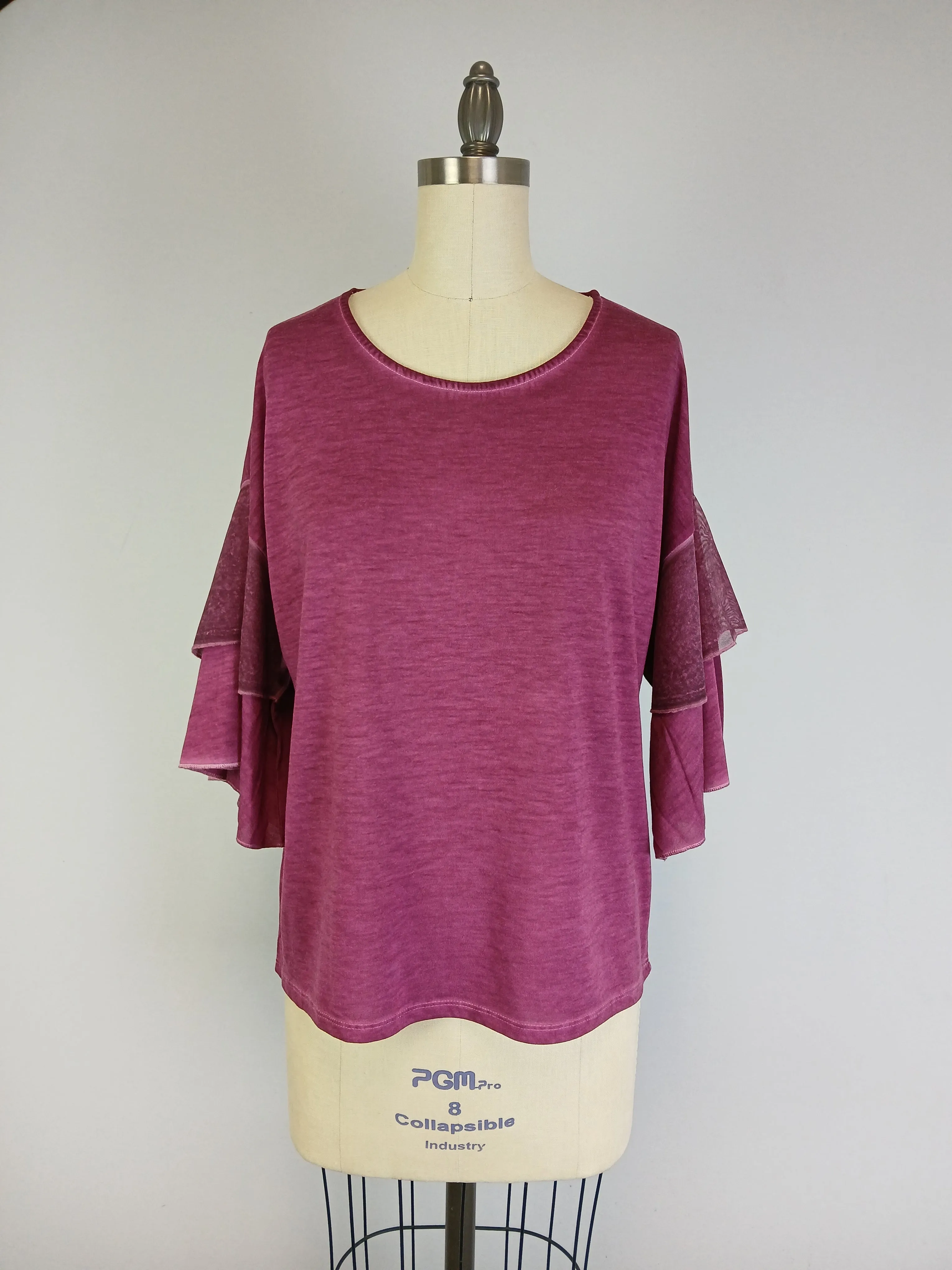 Double Layer Sleeve Oil Dye Top -- Potent Purple D190764