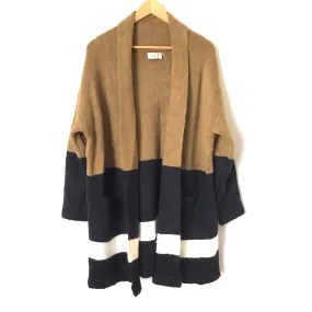Dress Forum Los Angeles Brown/Black/White Striped Thick Cardigan with Hidden Pockets- Size S/M