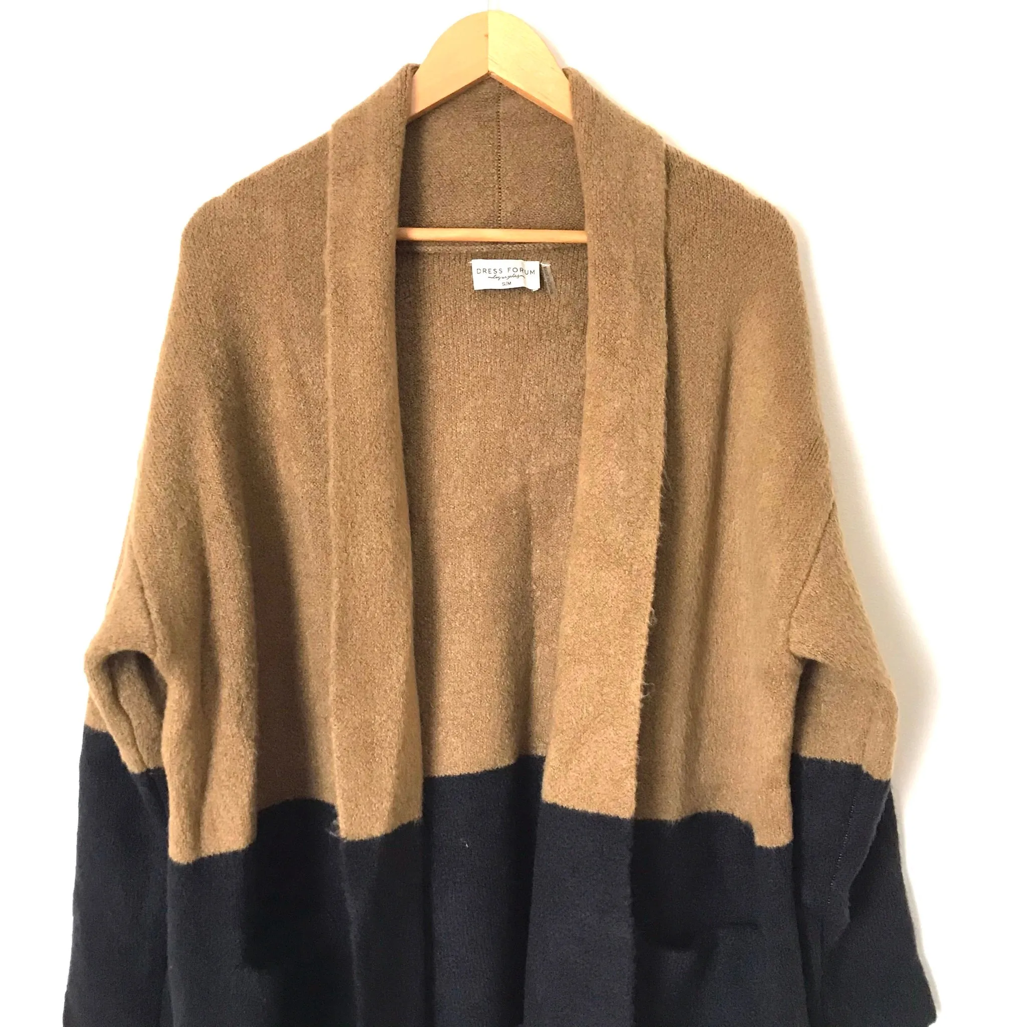 Dress Forum Los Angeles Brown/Black/White Striped Thick Cardigan with Hidden Pockets- Size S/M