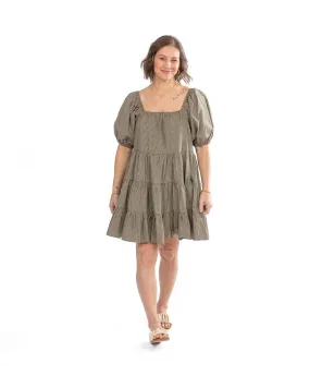 Easily Impressed Olive Plaid Mini Dress