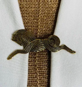 Elegant Gold Horse Sweater Clip for Cardigan and Coat Closure Gift for Her by Fabulici