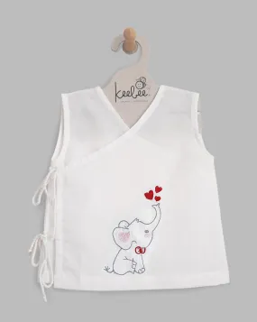 Elephant- Organic Cotton Sleeveless Embroidered Unisex Baby Jhabla