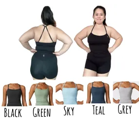Everyday crossback full length padded tank top shorts set