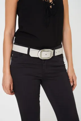 Faux Leather Belt In Grey