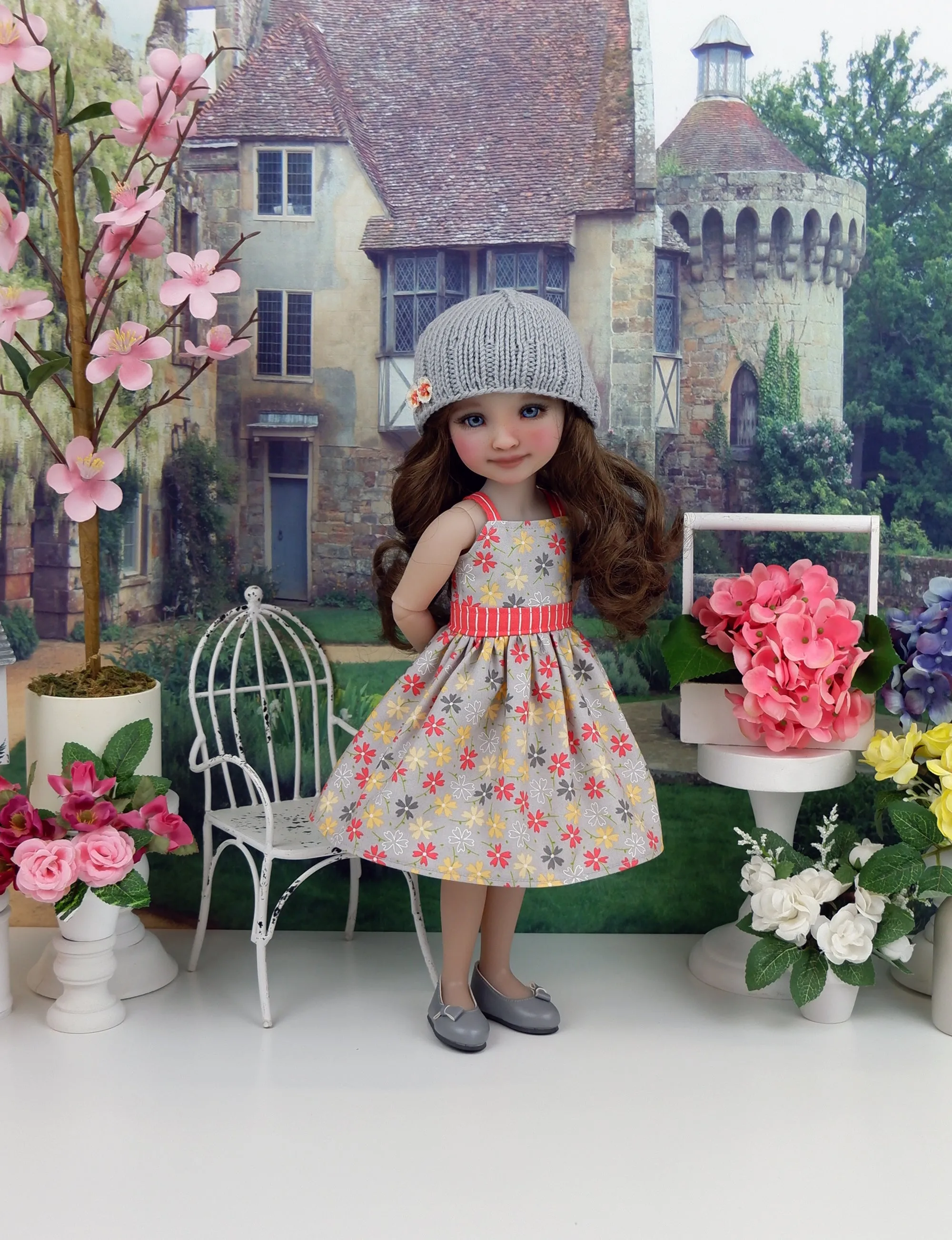 Floral Fields - dress and sweater set with shoes for Ruby Red Fashion Friends doll