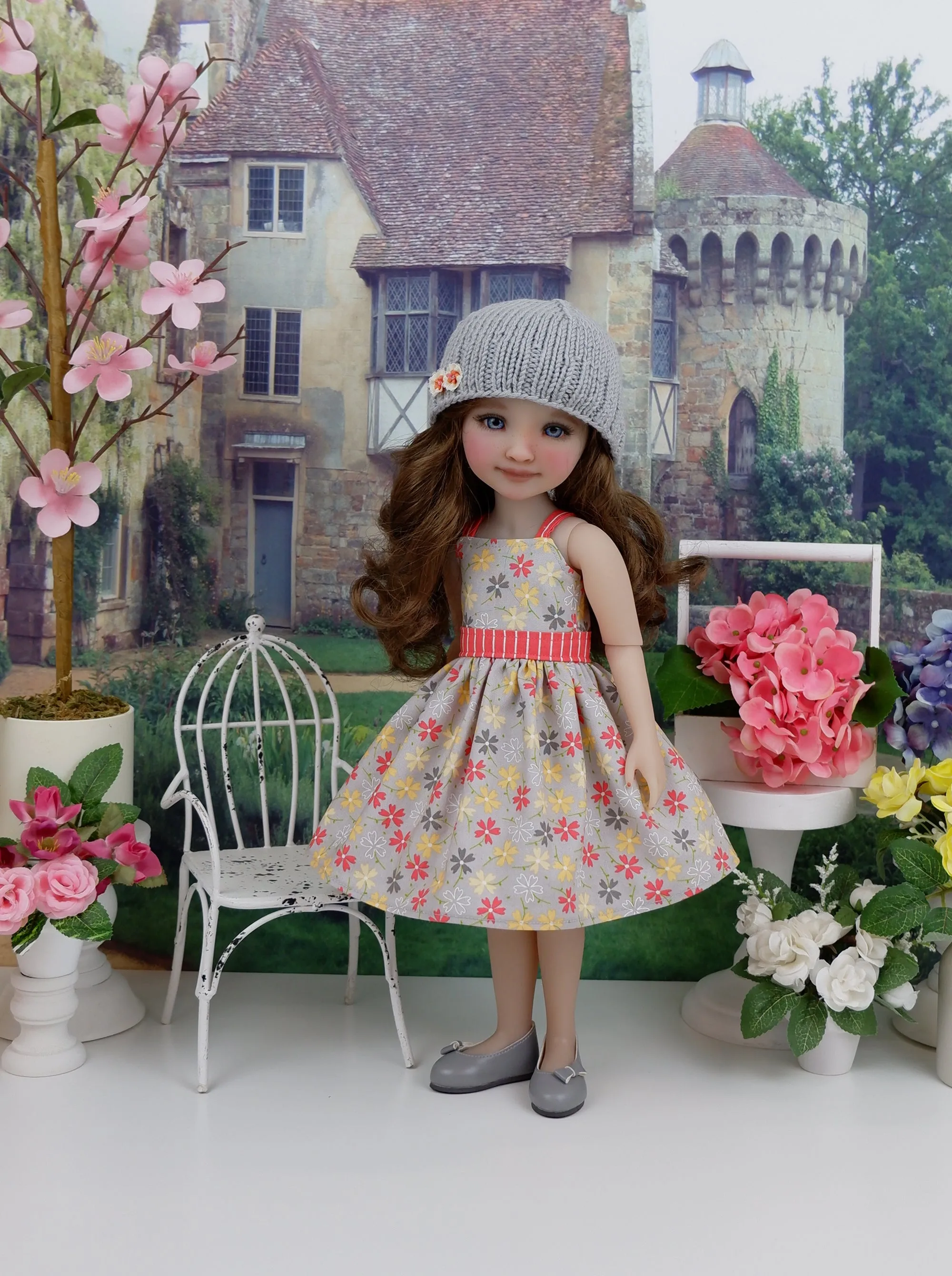 Floral Fields - dress and sweater set with shoes for Ruby Red Fashion Friends doll