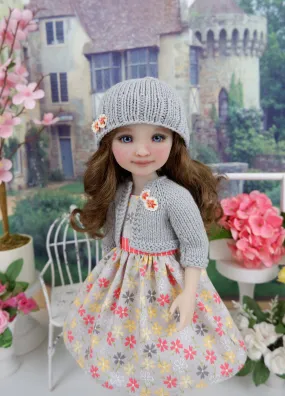 Floral Fields - dress and sweater set with shoes for Ruby Red Fashion Friends doll