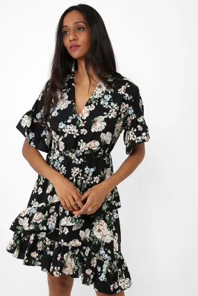 Floral Ruffle Dress Ex Brand