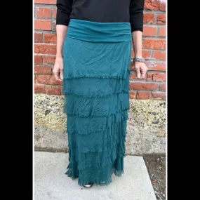 Forest Green Silk Tiered Skirt - KGG1-FG