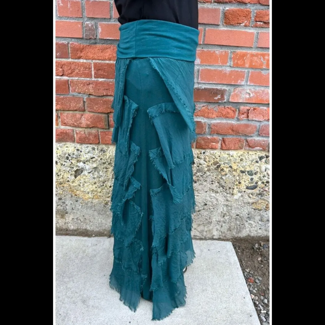 Forest Green Silk Tiered Skirt - KGG1-FG