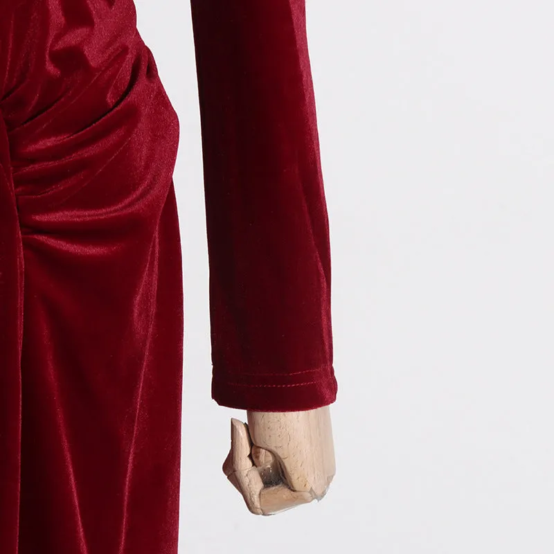 French Square Collar Pleated Twisted Formal Dress