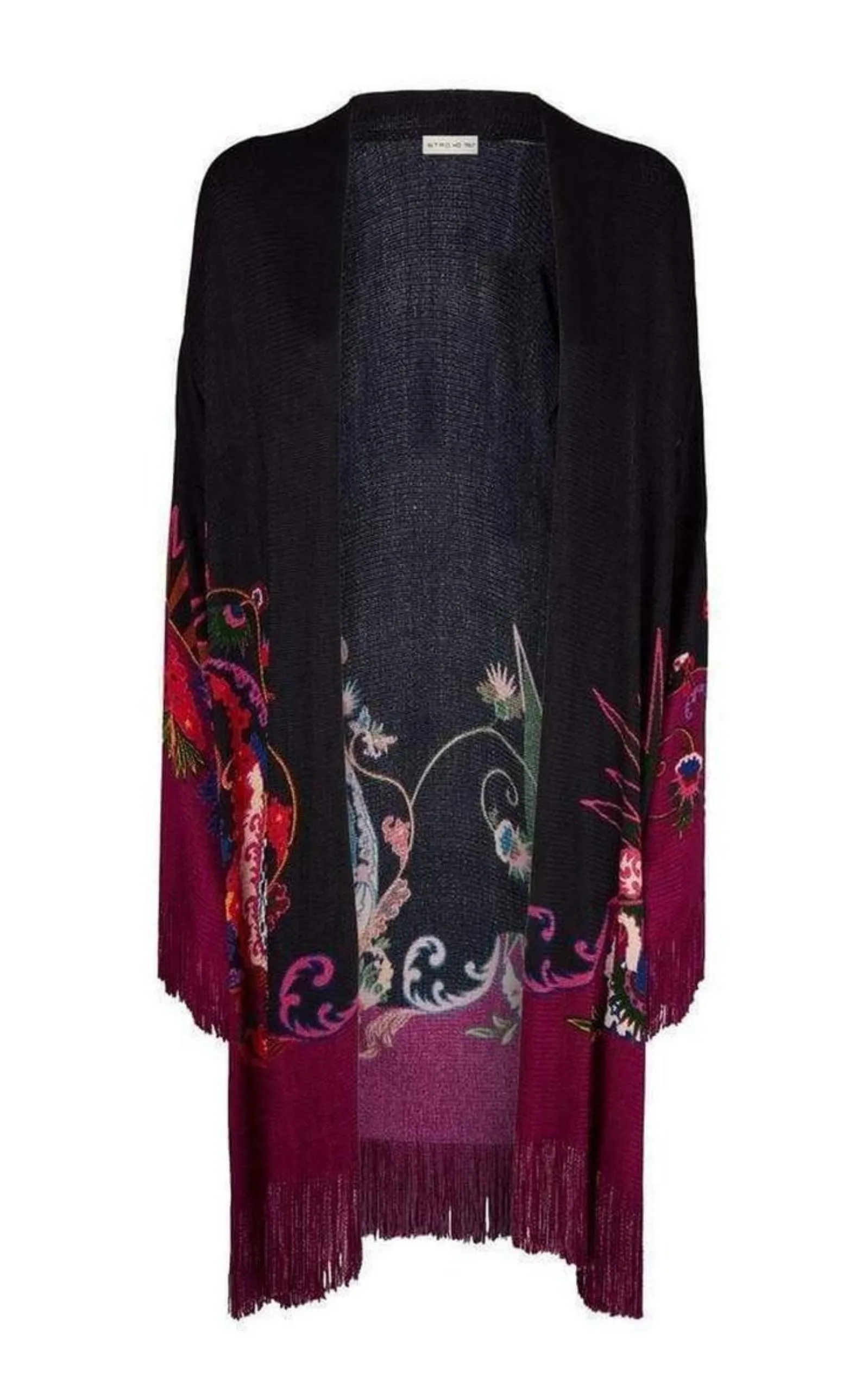 Fringe Jacquard Floral Cardigan Jacket