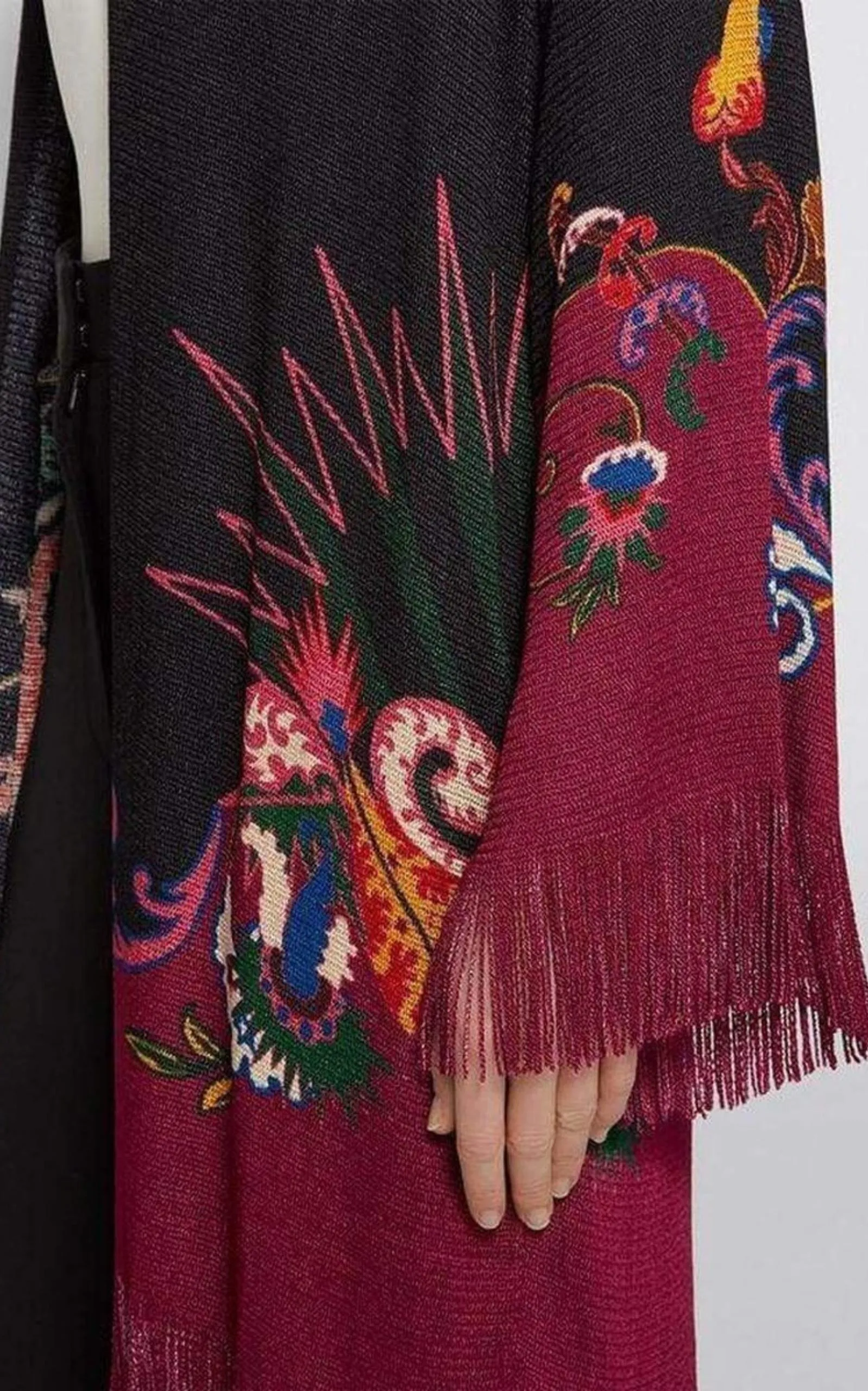 Fringe Jacquard Floral Cardigan Jacket