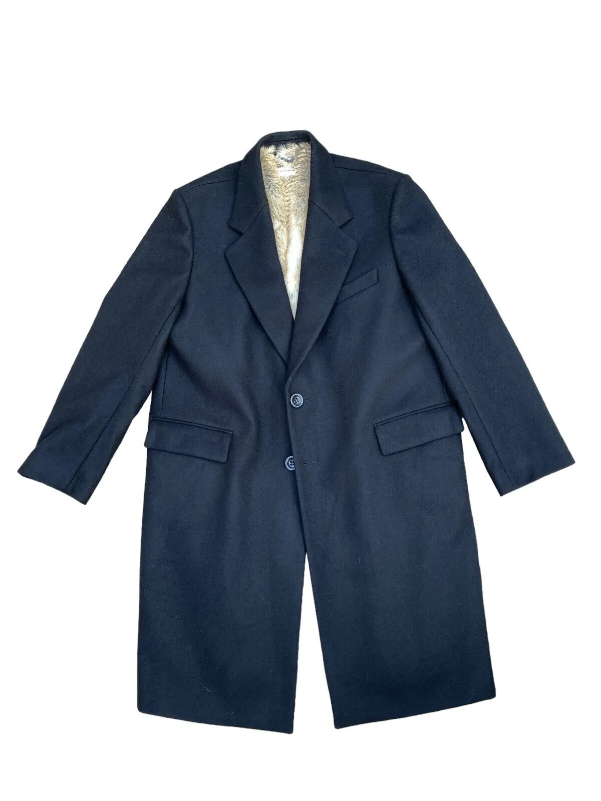FW 2020  Black Overcoat with faux fur lining Chesterfield Cut