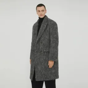 Gray Textured Wool Overcoat