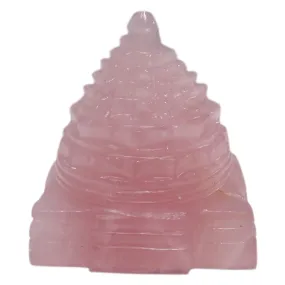 Handicrafts Showpieces Fengshui Rose Quartz Stone Vaastu Shree Yantra 5 cm.