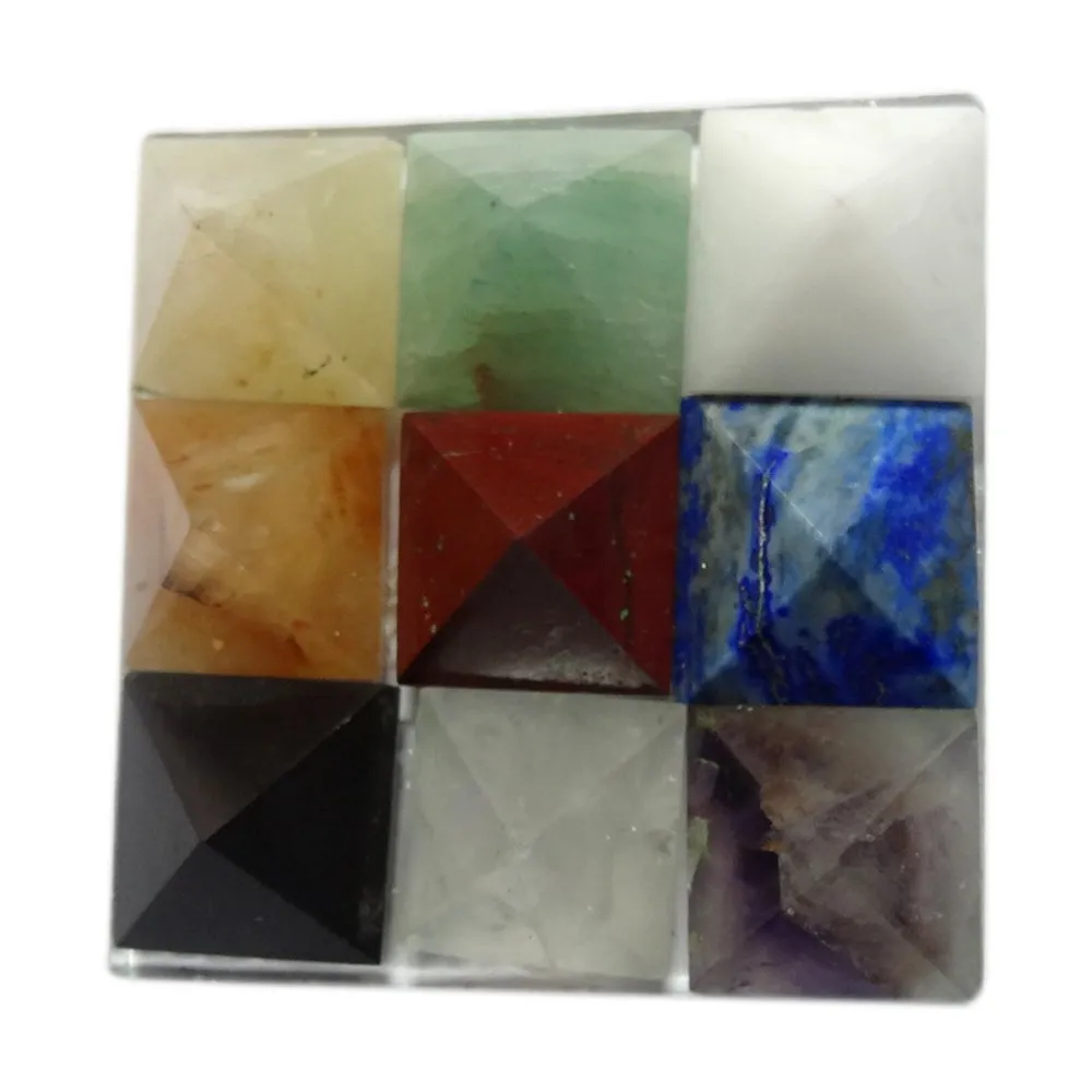 Handicrafts Showpieces Multi Color Stone Figurine Navgrah Pyramid 1 cm.