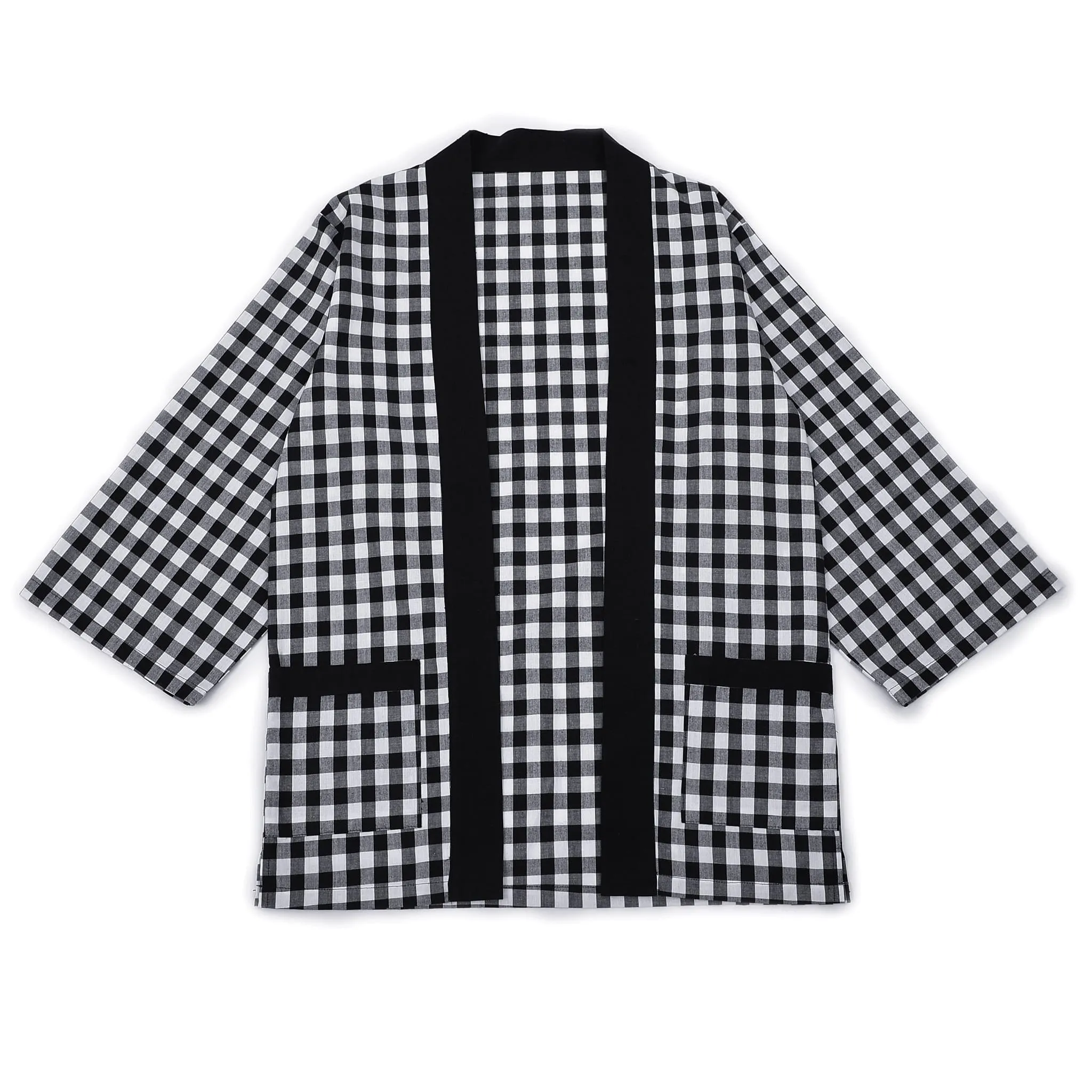 Haori Jacket (Checked) Long Sleeve - Kimono Style