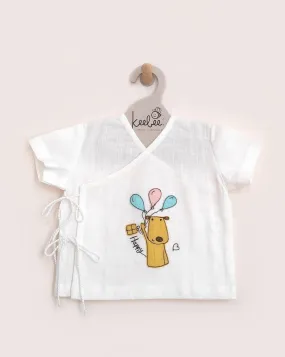 Happy Dog- Oragnic Cotton Emboridered Slub Unisex Baby Jhabla