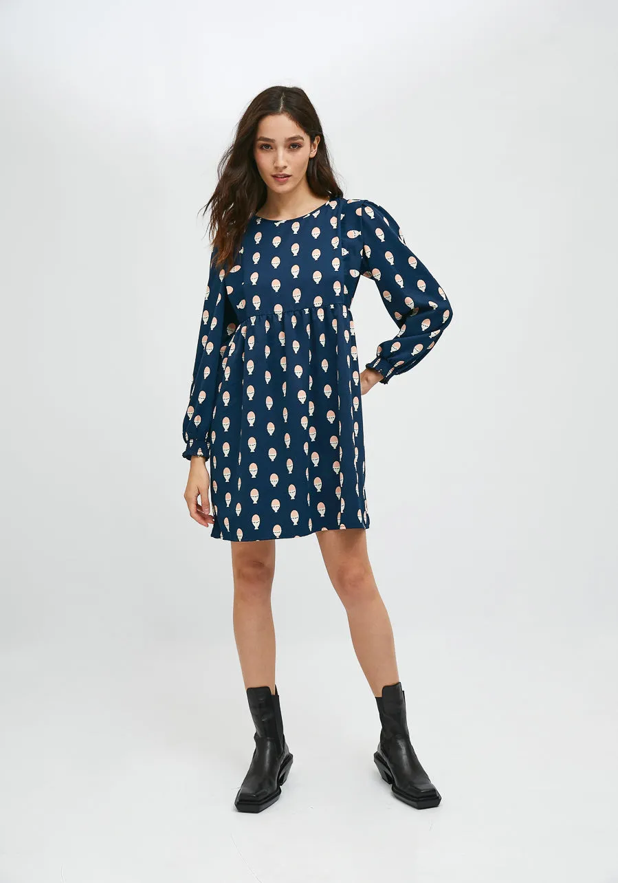 Hard-boiled egg print Short babydoll dress with  by Compania Fantastica FA21SHE36