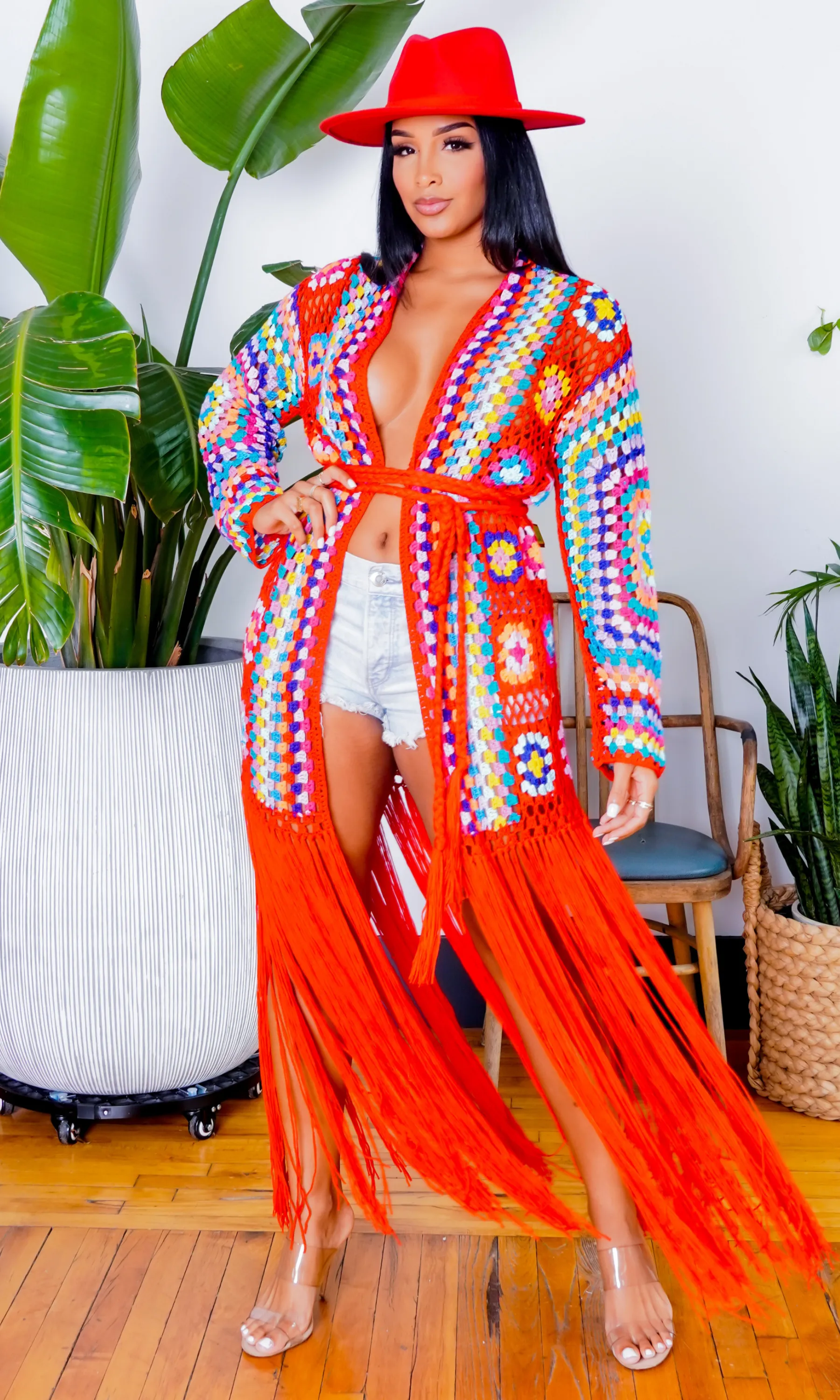 Hollywood | Fringe Crotchet Cardigan - Red FINAL SALE
