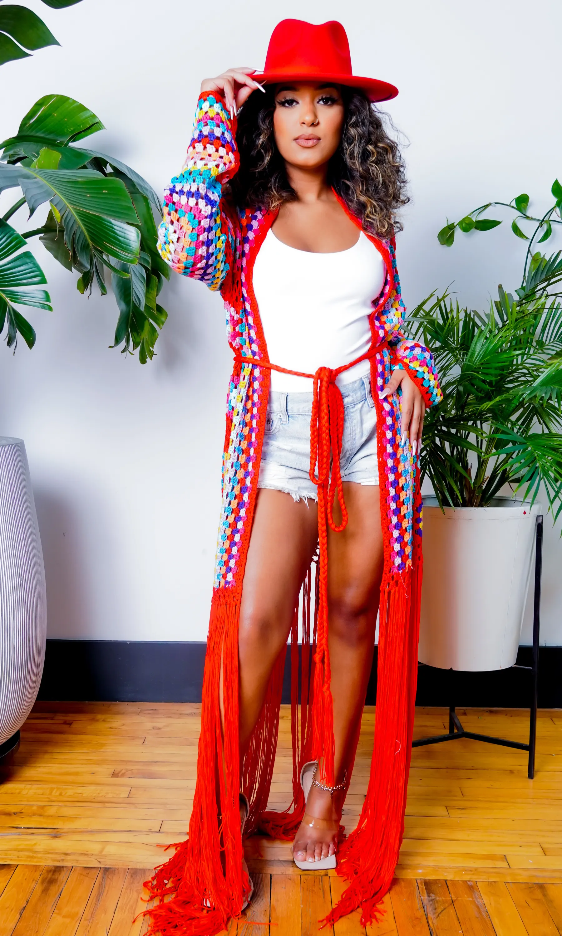 Hollywood | Fringe Crotchet Cardigan - Red FINAL SALE