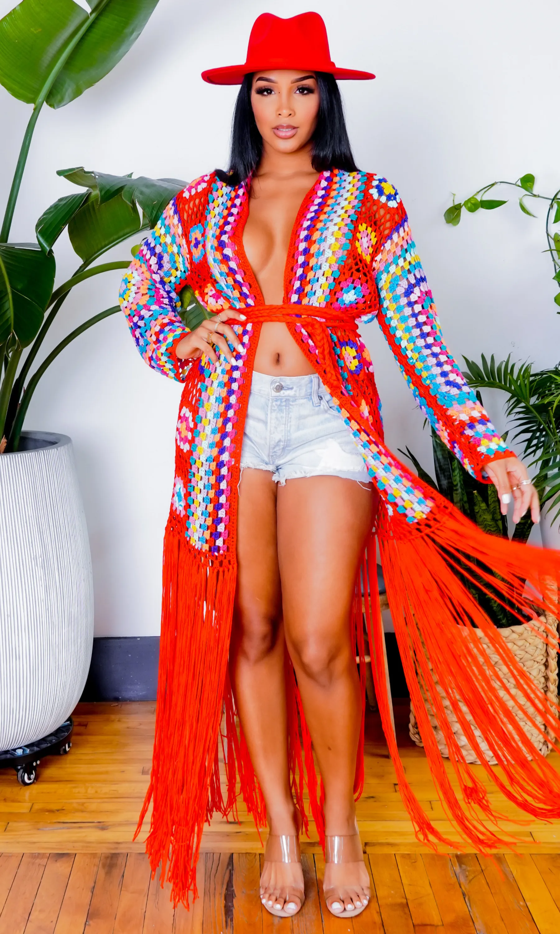 Hollywood | Fringe Crotchet Cardigan - Red FINAL SALE