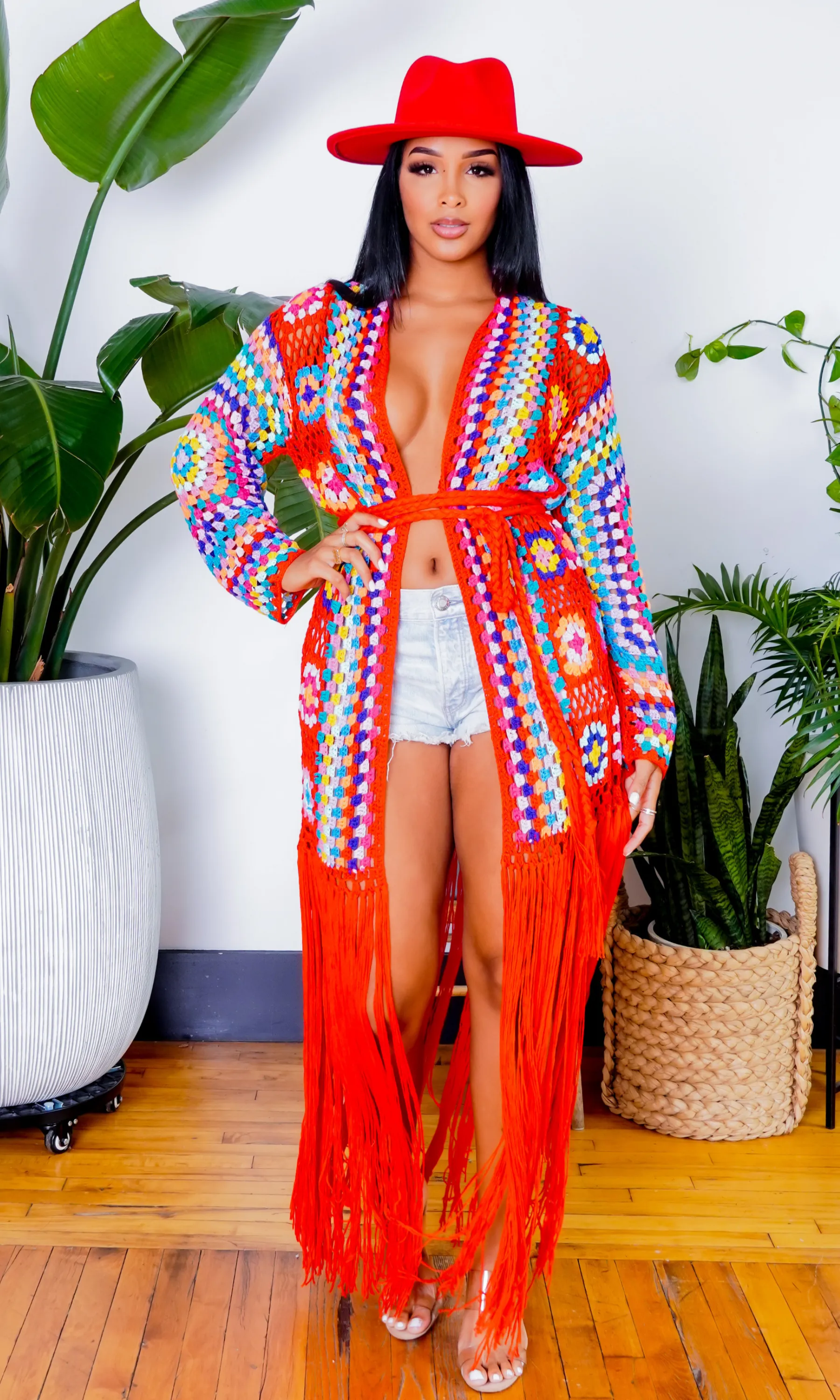 Hollywood | Fringe Crotchet Cardigan - Red FINAL SALE