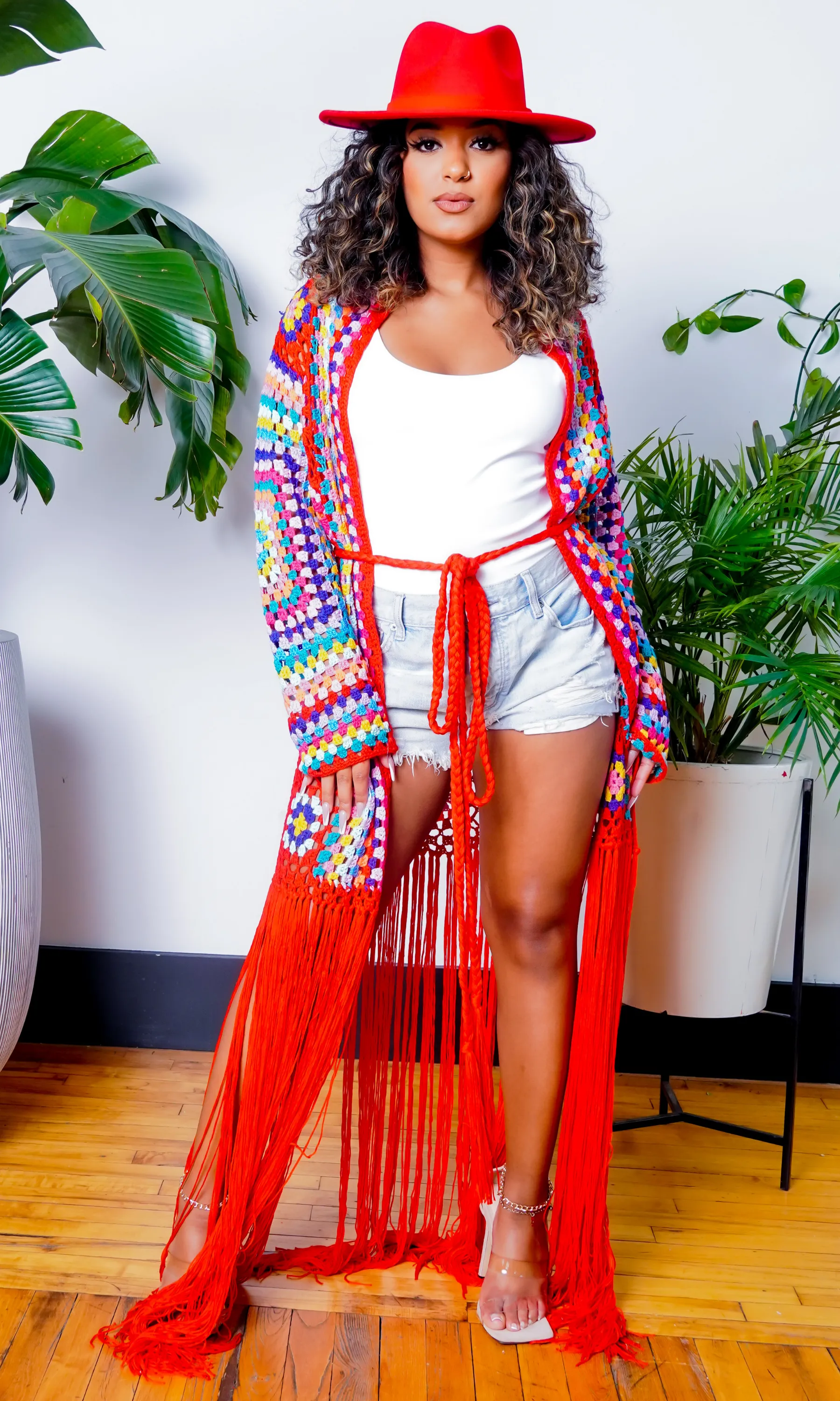 Hollywood | Fringe Crotchet Cardigan - Red FINAL SALE